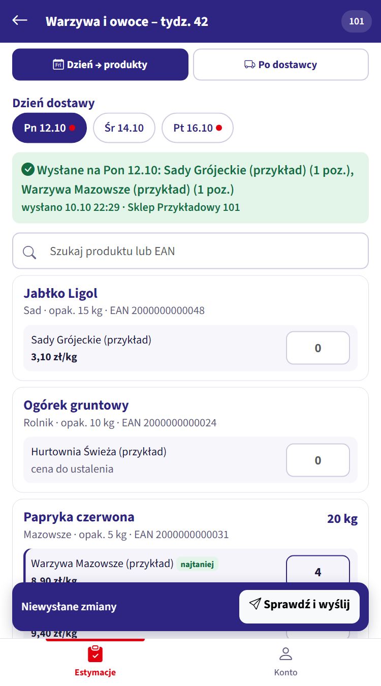 Wybór dnia dostawy